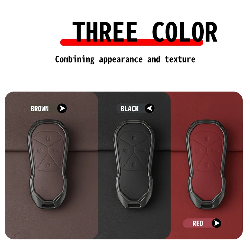 New Zinc Alloy Leather Car Remote Key Case Cover Fob Protector Shell for Xpeng Xiaopeng P5 P7 G9 G3i Auto Interior Accessories