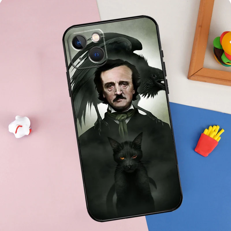 Coque de téléphone avec descriptif_Allan Poe, coque pour iPhone 11 12 13 14 15 16 Pro Max 12 13 Mini X Poly XS MAX Plus