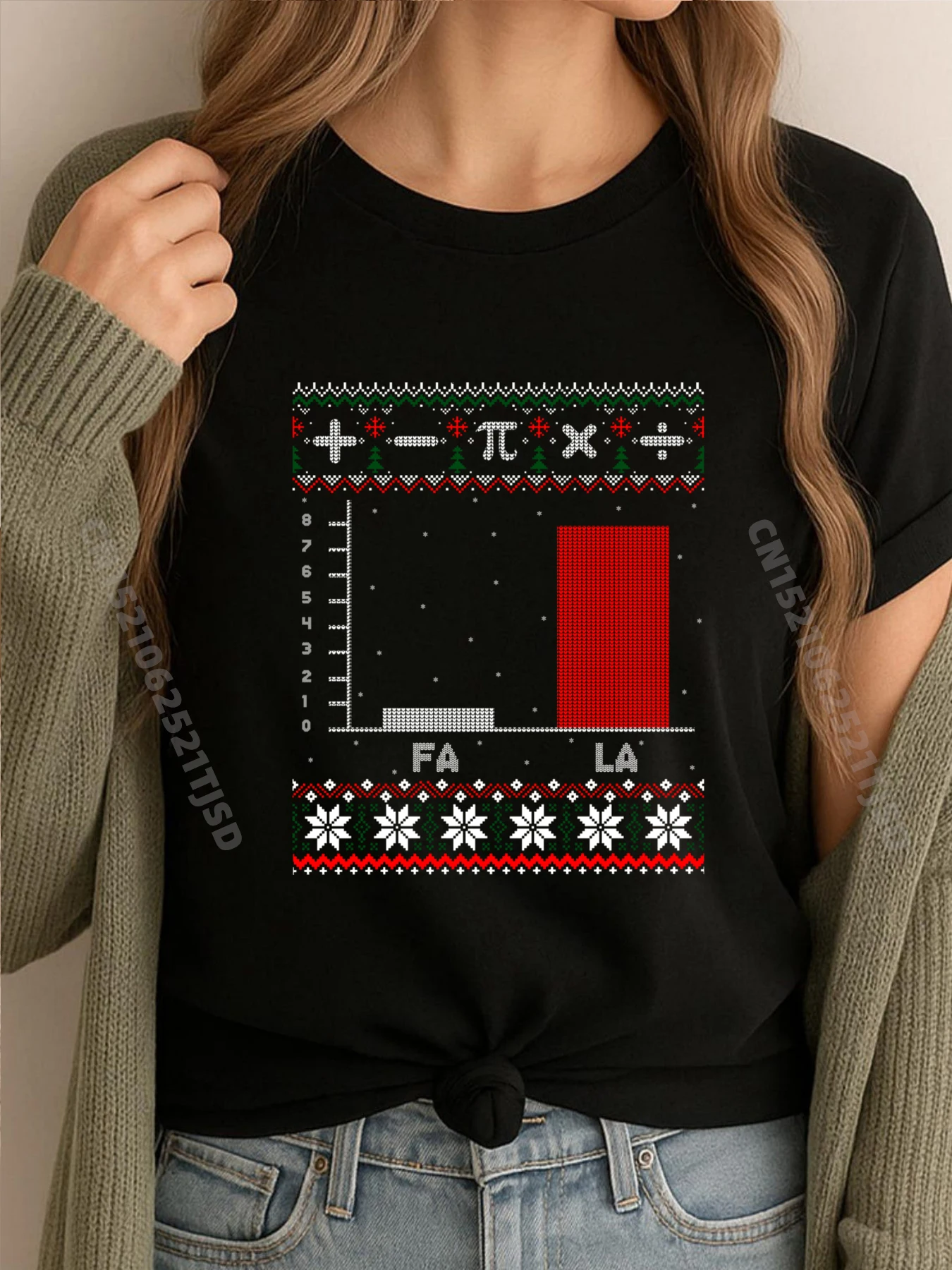 تي شيرت رجالي من Fa La Mathematics Graph Christmas Ugly Harajuku تي شيرت للنساء على الطراز الياباني