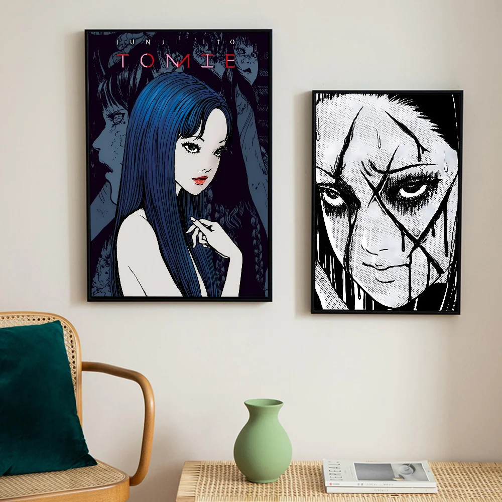 Tomie Junji Ito DIY Sticky Poster Fancy Wall Sticker for Living Room Bar Decoration Wall Decor