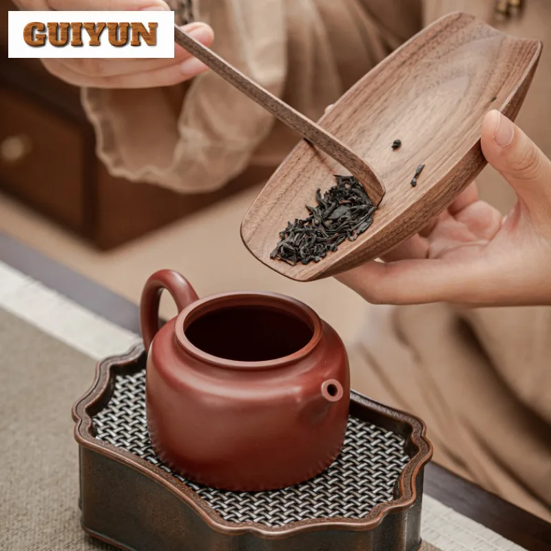 Zen Walnut Solid Wood Tea Scoop Ancient Tea Infuser Spoons Shovel Chahe Awakening Tea Ladle Puer Tea Items Supplies Decoration