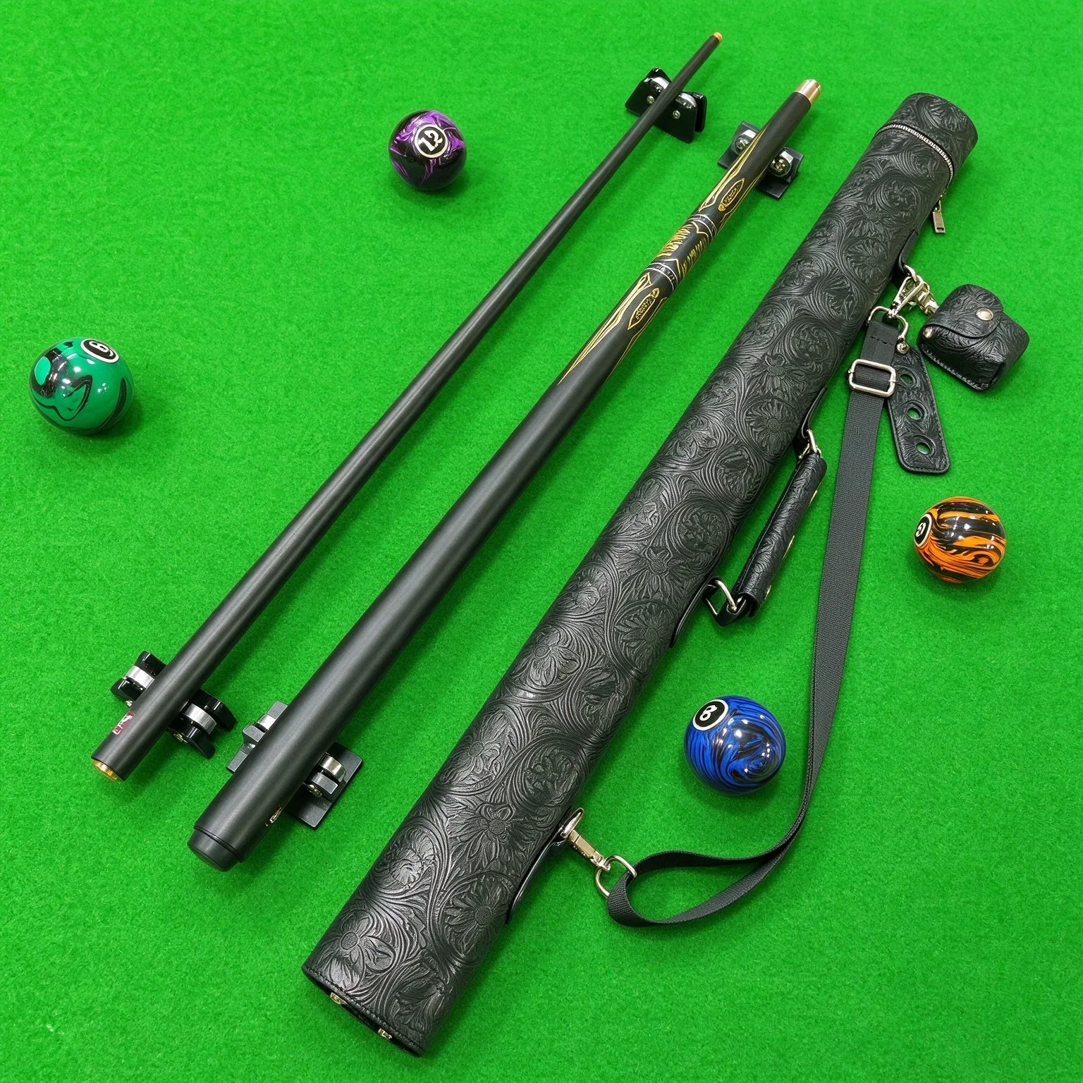 1/2 Split Pool Cue Set, 11.5mm Tip, With Embossed Cue Tube, 19OZ Low Deflection Billiard Cue For American 9-Ball