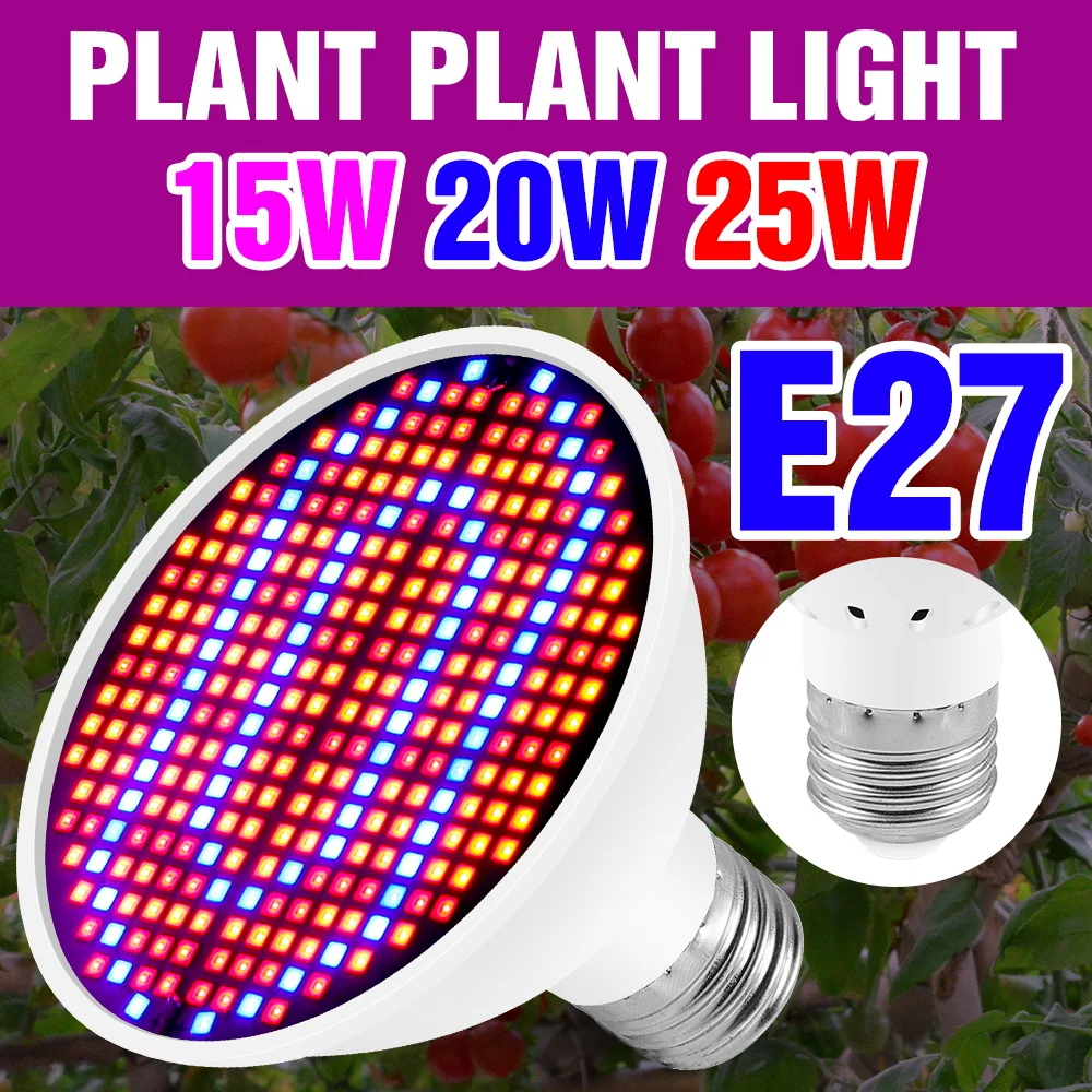 

25W E27 Full Spectrum Plant Grow Light Bulb LED Indoor Hydroponic Lamp 220V Greenhouse Tent Potted Succulent Fruit Vegs Lighting