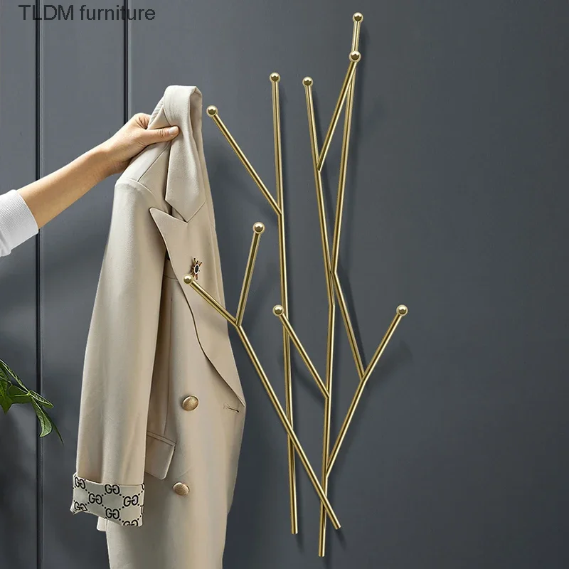 

Closet Organizer Clothes Rack Hangers Wall Golden Entrance Racks Hanger Jackets Wieszaki Na Ubrania Home Furniture GPF35XP