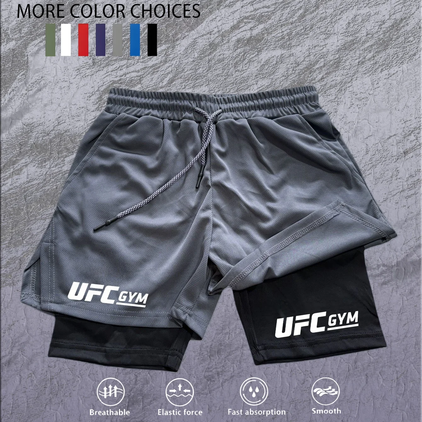 

20260Men's Two-in-one Sports Shorts Breathable Casual Quick-drying Double-layer Summer Running Sportswear Bottoms M-3XL