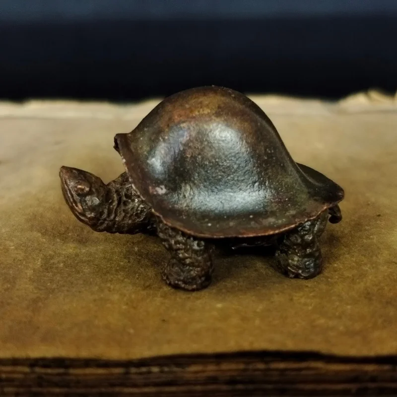 Mini ornament, solid cast , ceremony tea table decoration, small smooth-backed turtle