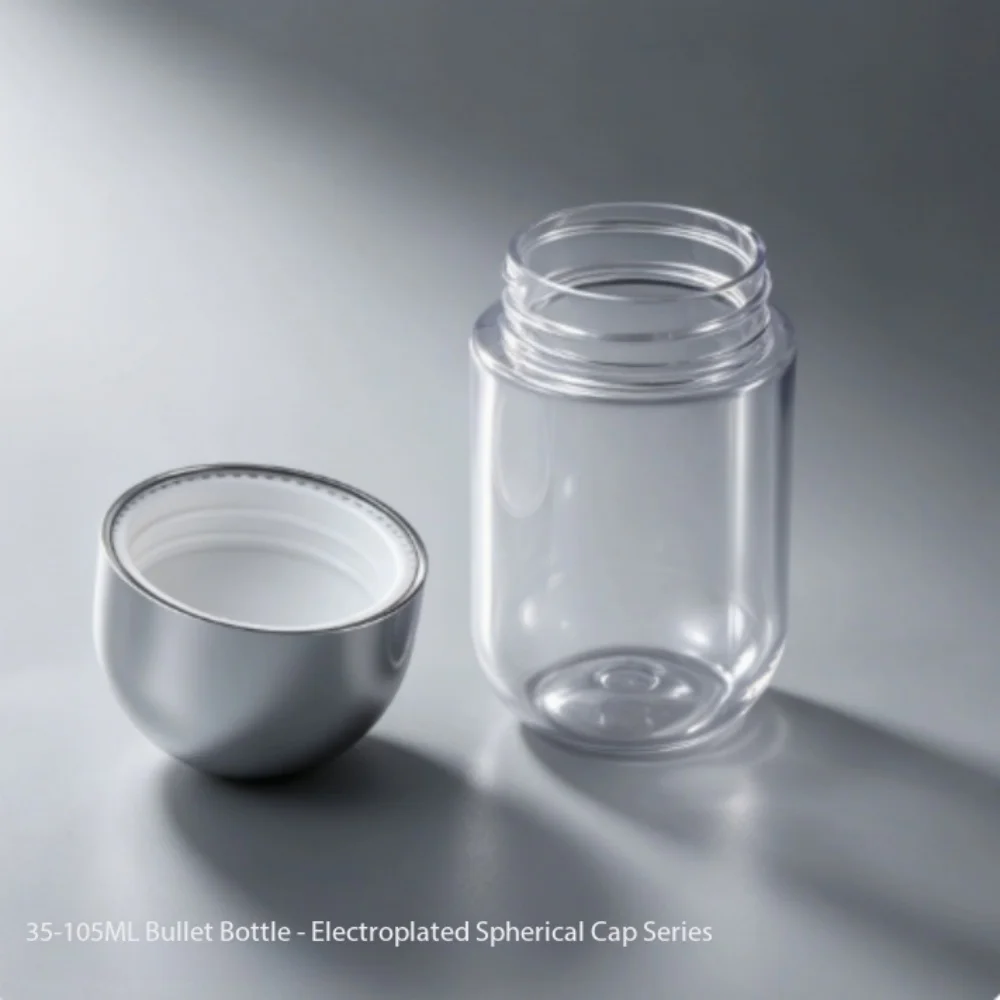 10pcs 35/75/105ml Electroplated Dome Cap Capsule Bottles PET Empty Containers for Pills Supplements Vitamins Storage Airtight
