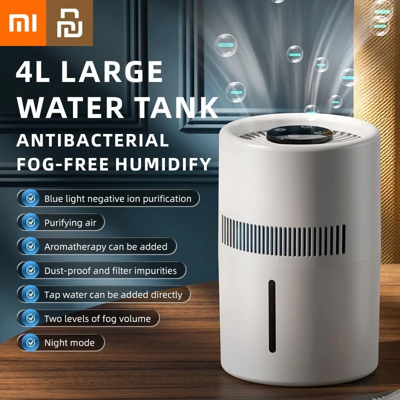

Xiaomi Youpin Humidifier Air Purifier Touch Operation 4L Large Capacity Blue Light Negative Ions Antibacterial Filter Humidifier