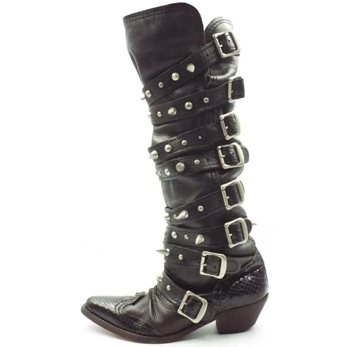 Rivets Knee High Boot Shoes High Quality Wasteland Punk Y2k Gothic Style Vintage Women Motorcycles Western Boots Size 35-40