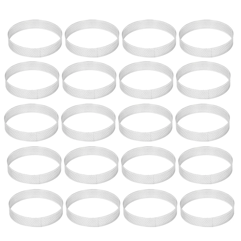 20Pcs 10Cm Circular Tart Rings With Holes Stainless Steel Pizza Dessert DIY Cake Mousse Mold Kitchen Baking Mould Tool