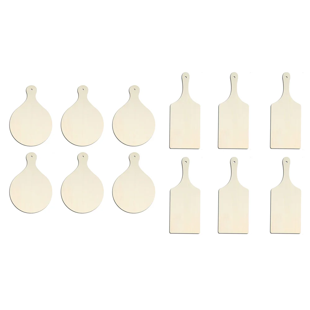 Mini tablas de cortar de madera con mango, 12 piezas, tablones sin terminar, Decoración de cocina para el hogar