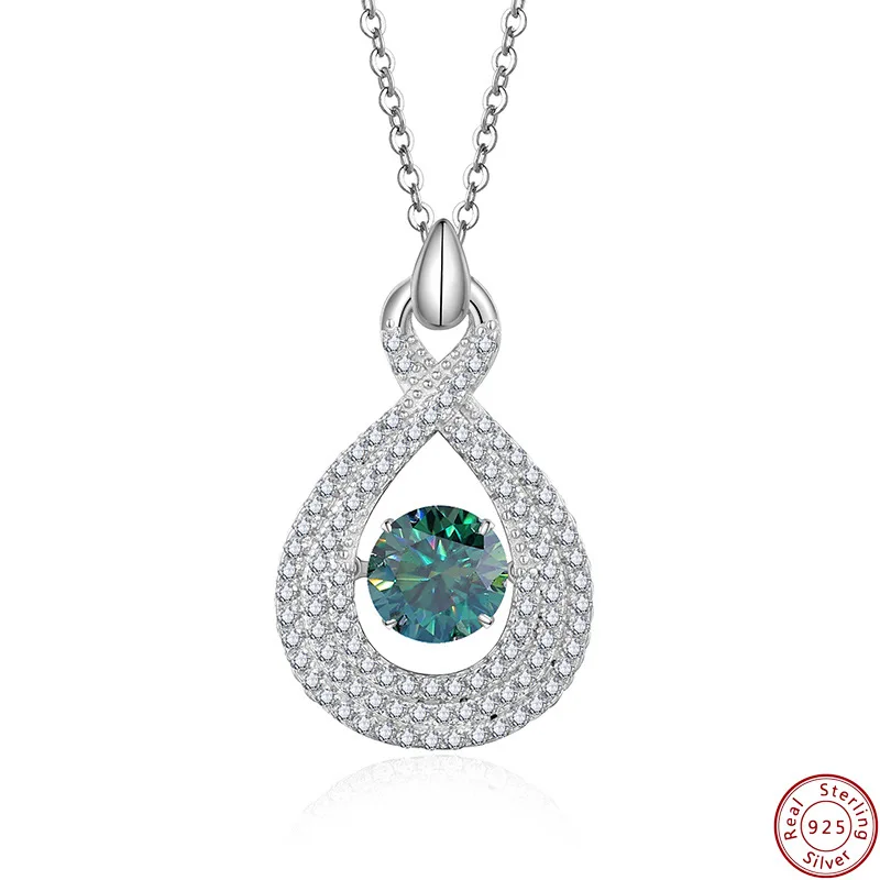 

S925 Sterling Silver 1CT D Color Moissanite Necklace With Certificate 18K Gold Plated Elegant Pendant Luxury Jewelry GiftsWomen