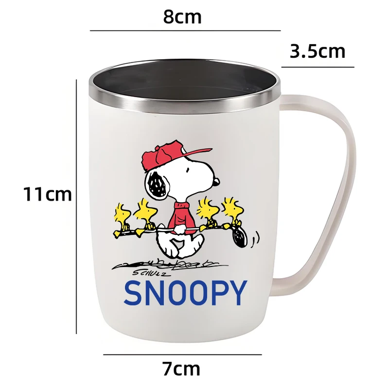 450 مللي سنوبي فنجان القهوة 304 أكواب مياه الفولاذ المقاوم للصدأ عصير الشاي كوب حليب المنزل الإفطار القدح الكرتون طبقة مزدوجة مكتب بهلوان