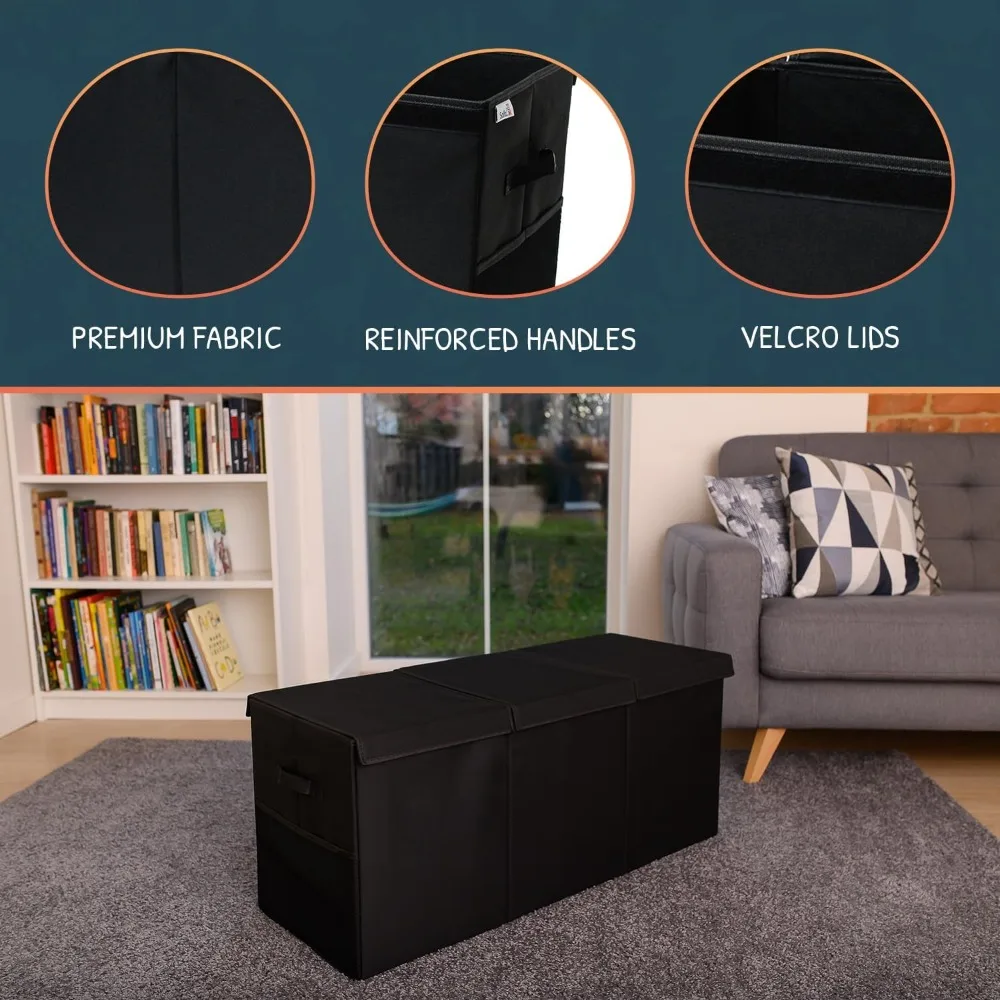 منظم صندوق لعبة قوي قابل للطي مع غطاء وفواصل لتخزين ألعاب الأطفال #3