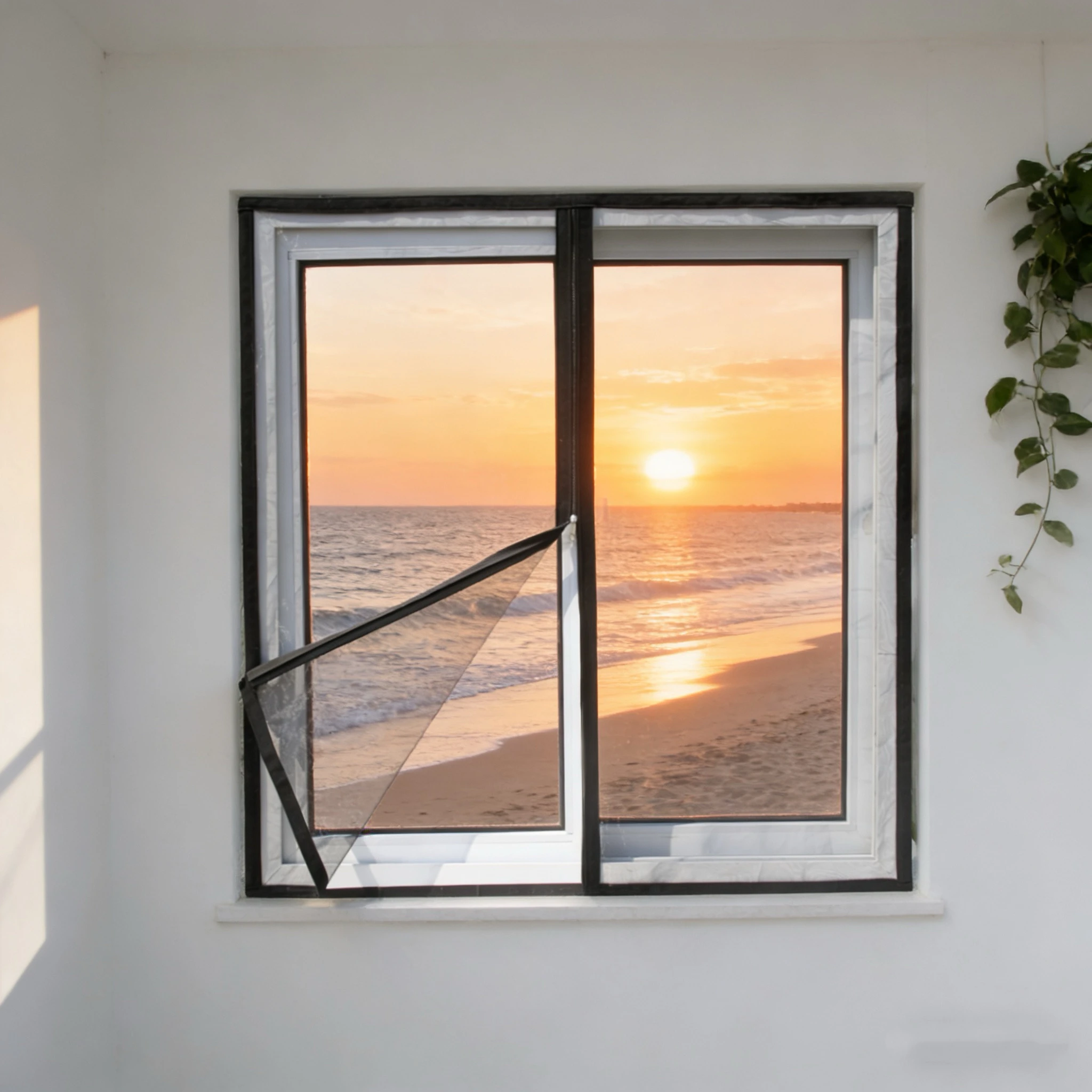Doppelseitiger Reißverschluss-Insektenschutzvorhang, Werkzeugfreie Einfache Installation PP-Netzgewebe für Fenster Schlafzimmer Terrasse Gewächshaus, Atmungsaktiv