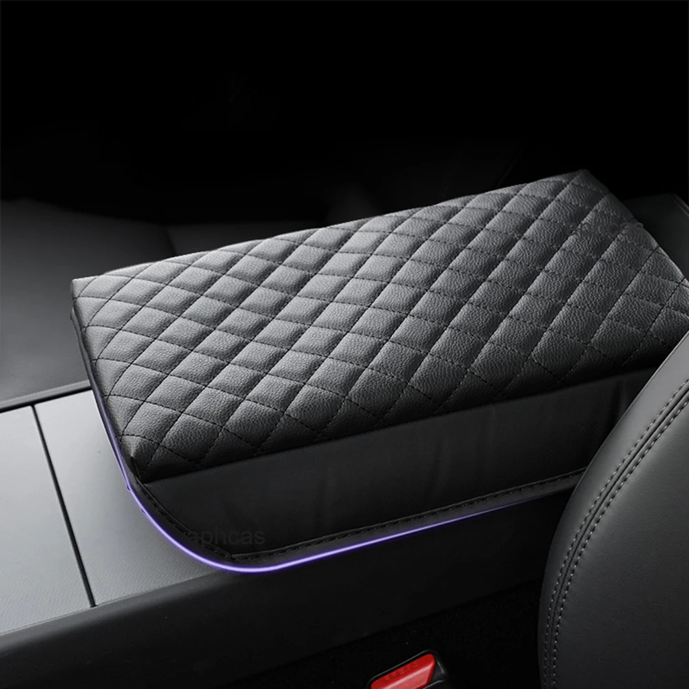 Armrest Cover For Tesla Model 3 Y Organizer Center Console Storage Bag Accessories Arm Rest Pads PU Leather Protector