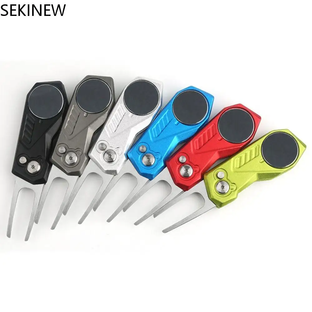 

Golf Divot Repair Tool with Popup Button Mini Golf Divot Tools Foldable Golf Green Fork Golf Marker Pitch Mark Durable