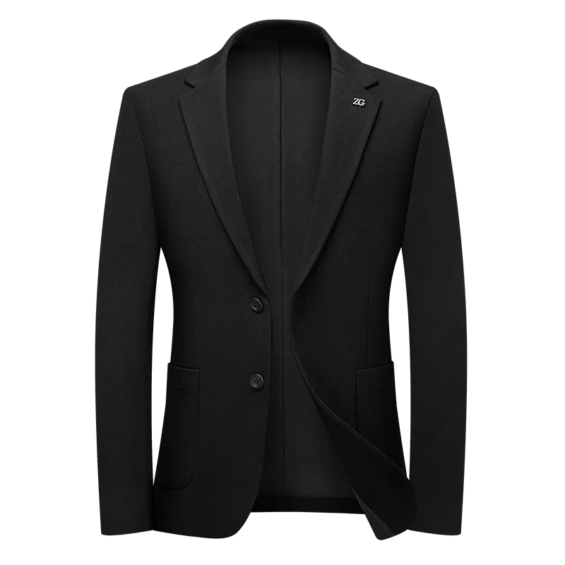 2025 Autumn Men's Black Blazers Smart Casual Slim Fit Suit Jacket Business Office Attire Menswear Elegant Workwear Quiet Luxury