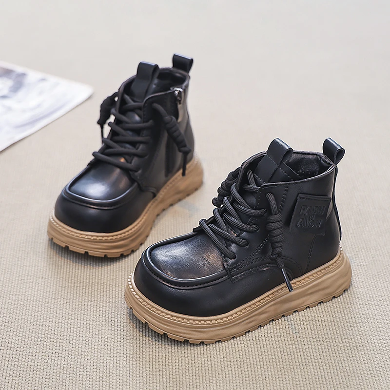 

Baby Hot Sale Autumn and Winter Fashion New Plus Velvet Thick Bottom Soft Zipper Fashion Short Boots Kids Casual Retro Warm Boot