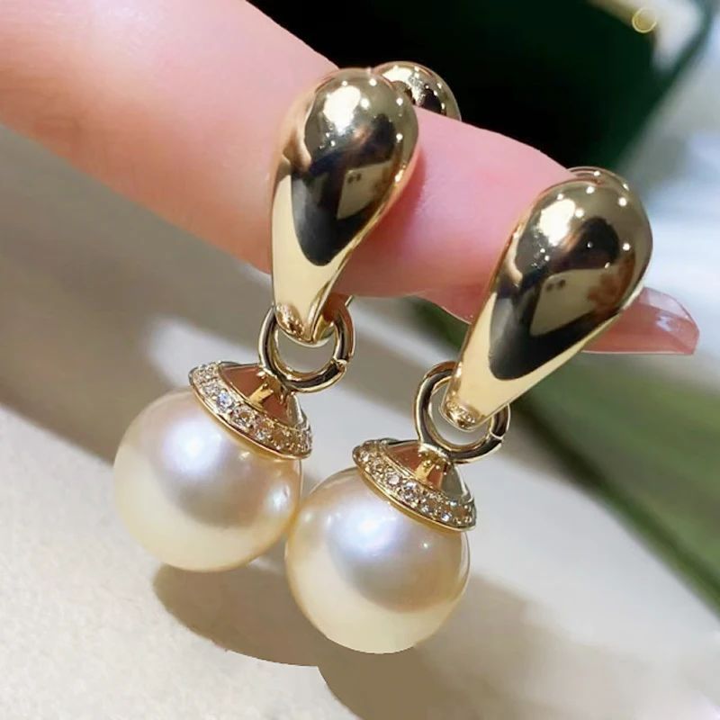 

MeiBaPJ 10-11mm Natural Pink Pearls Fashion Flower Drop Earrings 925 Silver Empty Tray Fine Wedding Jewelry for Women