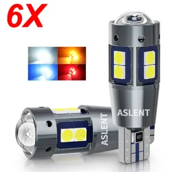 6PCS High Quality T10 W5W 168 192 Led Tail Light 3030 10smd 12V Auto Lamp CANBUS NO Error Car Marker Parking Bulb 6000K ASLENT