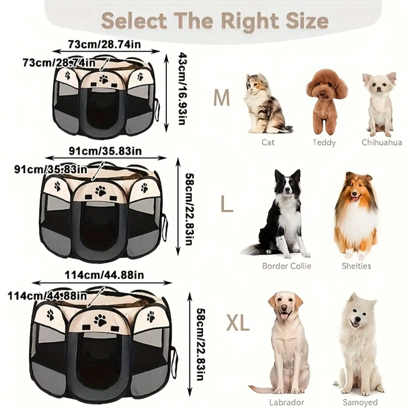 Foldable Octagonal Pet Playpen Thick Reinforced Waterproof Washable Mesh Enclosure Portable Space Saving Exercise Pen Safety Gate For Small Dogs Puppies Cats Kittens Indoor Outdoor Pet Crate - view 2