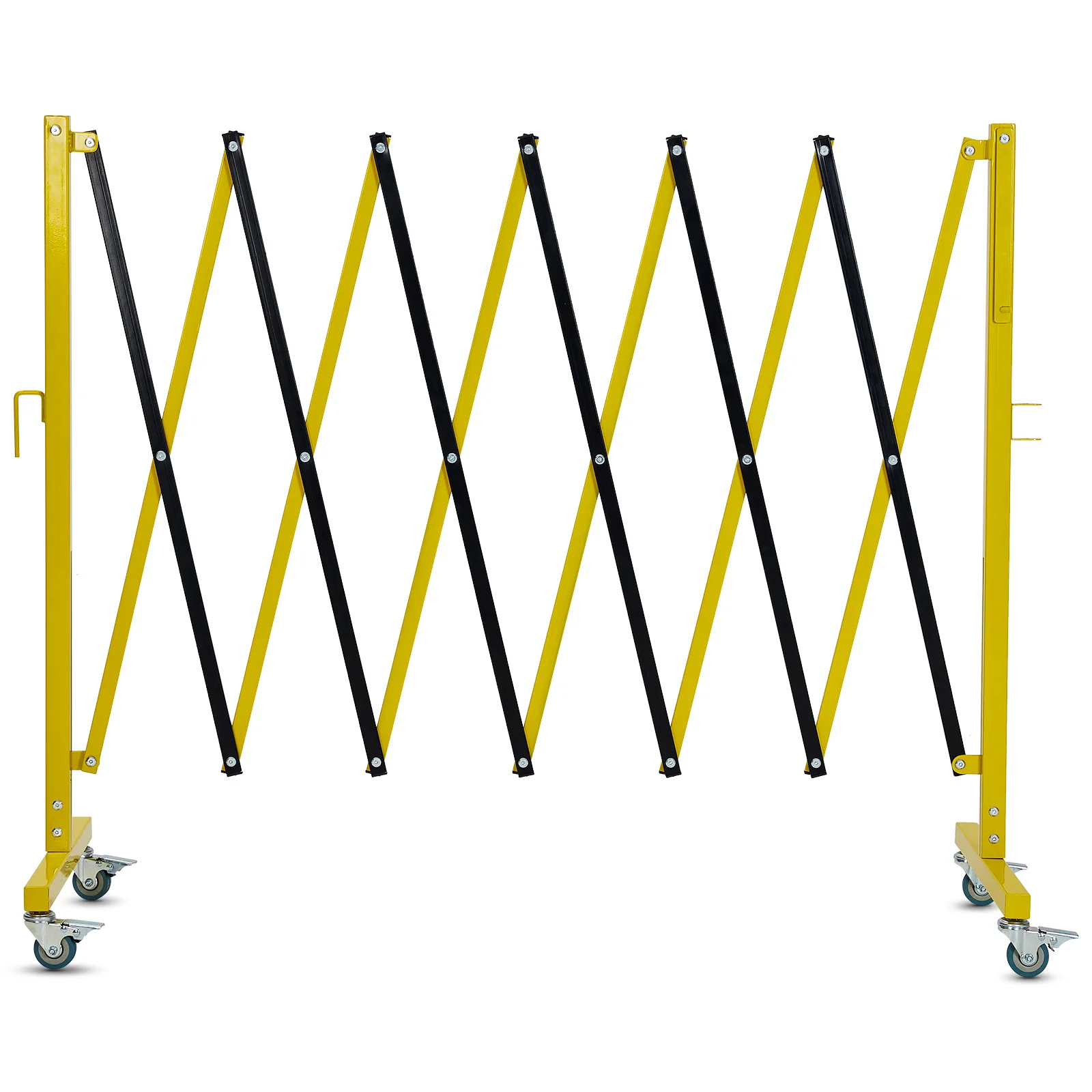 Industrial Expandable Metal Barricade, 11 Feet, Yellow and Black, Mobile Safety Barrier Gate, Retractable Traffic Fence