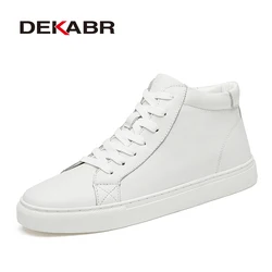 DEKABR All Season Fashion Men Shoes Lace Up Genuine Leather Casual Boots Comfortable Non-Slip Shoes Large Size 36-49