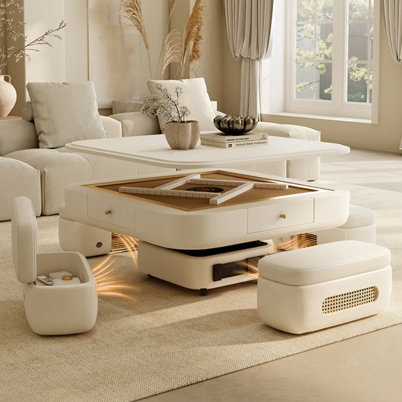 

Automatic mahjong table electric lifting coffee table household living room small apartment with stool fire new