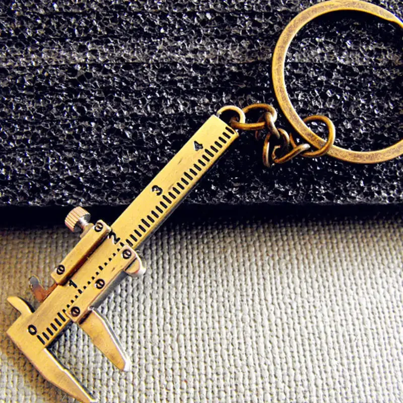 Key Chain Portable Mini Metal Ruler Vernier Caliper Ruler Movable Vernier Caliper Ruler Model Keychain Creative Gift