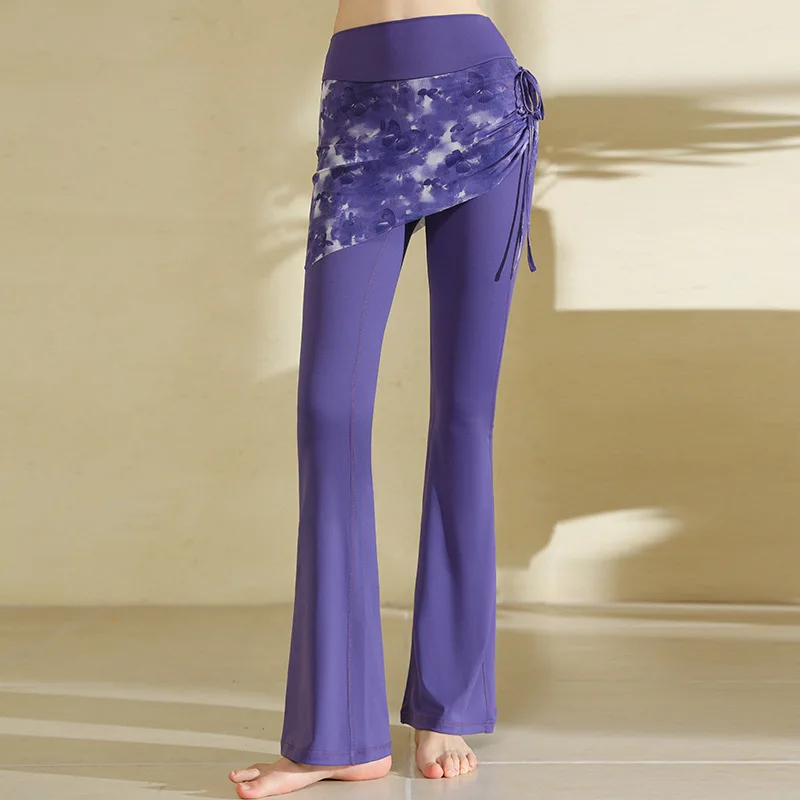 

Women High Waist Fake Two Pieces Yoga Long Leggings High Elastic Breathable Sports Gym Fitness Running Workout Butt-lifting Pant