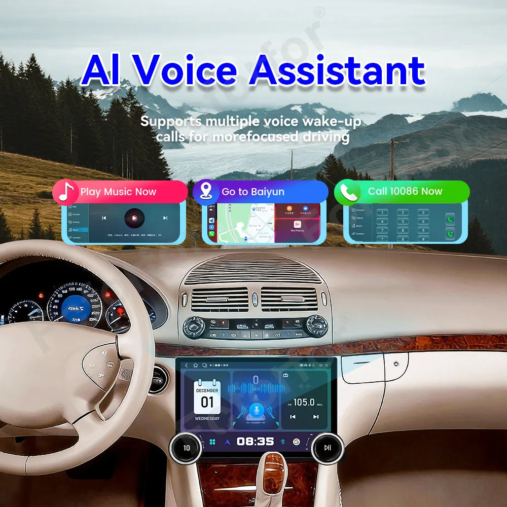 Upgrade 11.5 Inch Ultra-thin Wireless Carplay HD Display Android 15 GPS Navi Car Radio For Mercedes Benz E / CLS W211 2005-2008