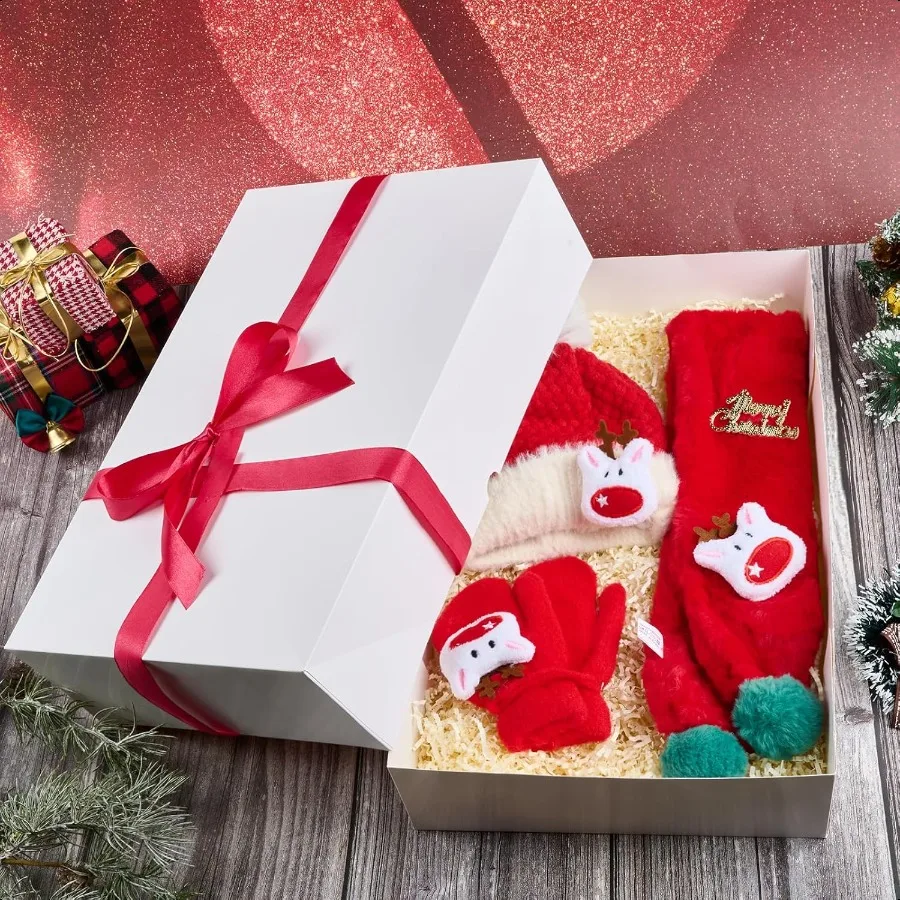 10 Pack Extra Large Gift Boxes with Lids for Presents 17 x 11 x 4 Inch Deep Robe Boxes White Auto Popup Box for Clothes Christm