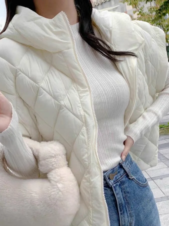 

Ele, осенне-зимний женский свободный жилет на молнии с ромбовидным узором, хлопковая куртка, верхняя одежда, универсальная повседневная одежда