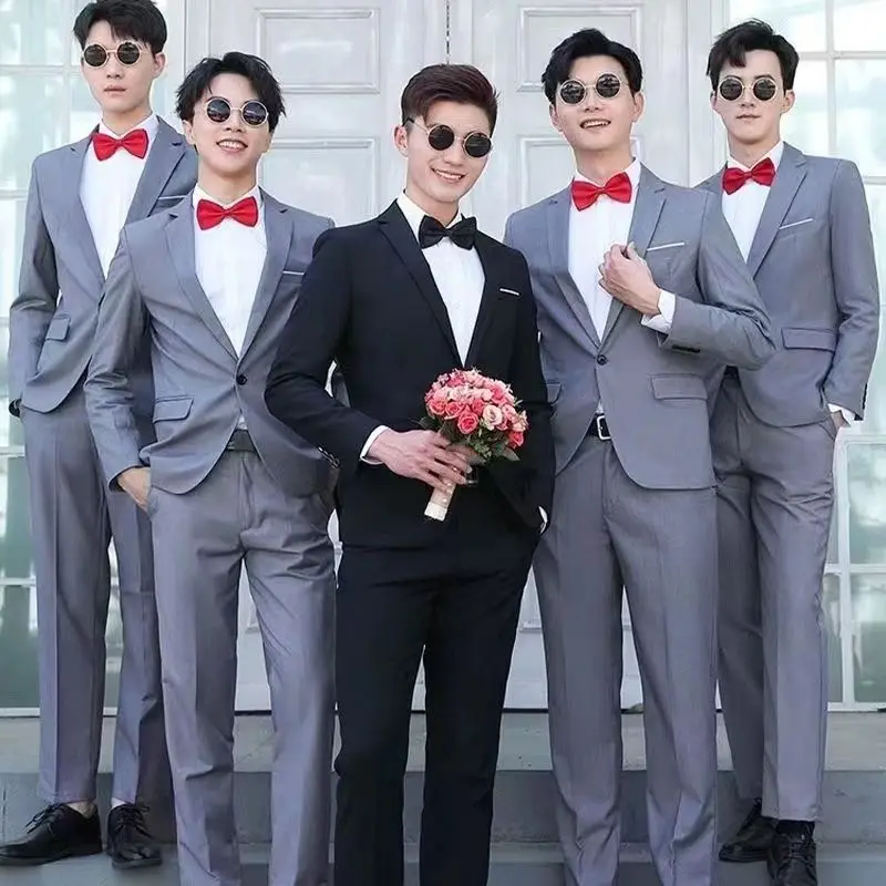 Brother Dress Suit For Groomsmen And Groom Three Piece Men's Vest Shirt Trousers Wedding Outfit