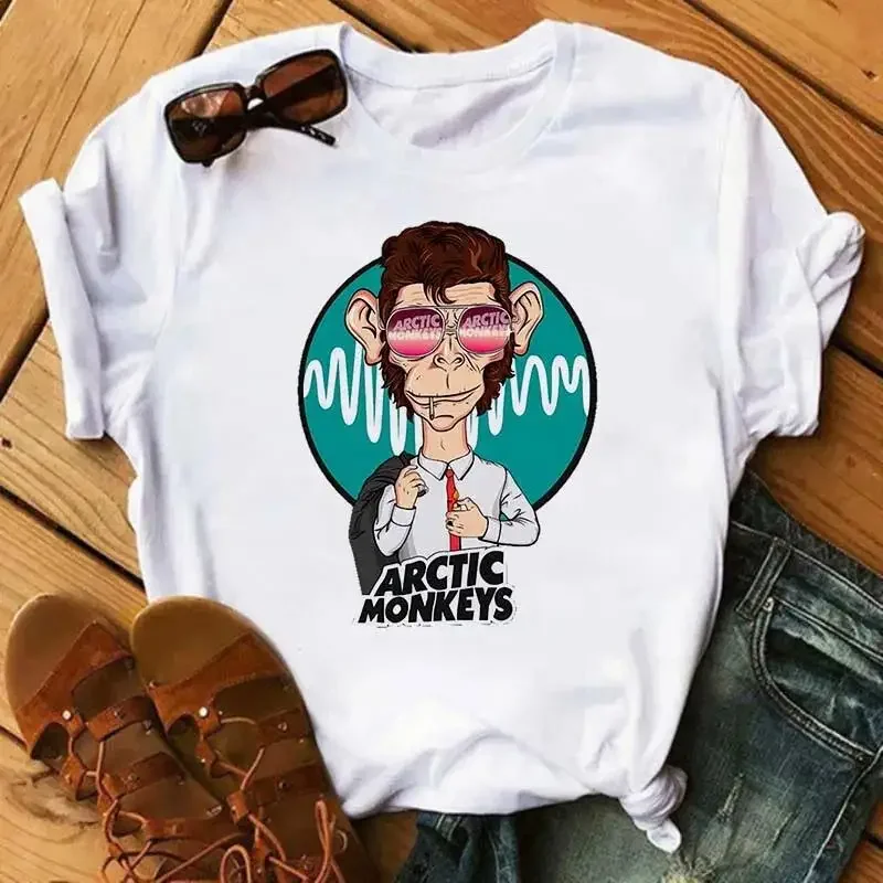 Arctic monyet Rock Band grafis cetak T Shirt pria Fashion Vintage Hip Hop Streetwear lengan pendek ukuran besar T Shirt wanita