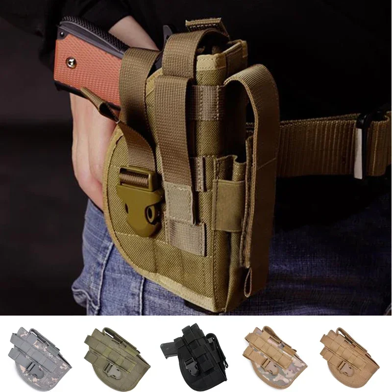 Universal Tactical Gun Holster Molle Pistol Case Right Hand Airsoft Hunting Belt Handgun Pouch for Revolver Compact Subcompact