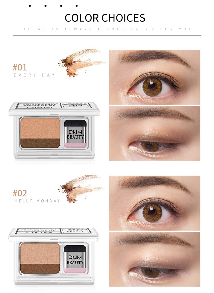 Lazy two-color eyeshadow tray, a quick makeup simple apply long-lasting waterproof color gradient shiny mini eyeshadow makeup