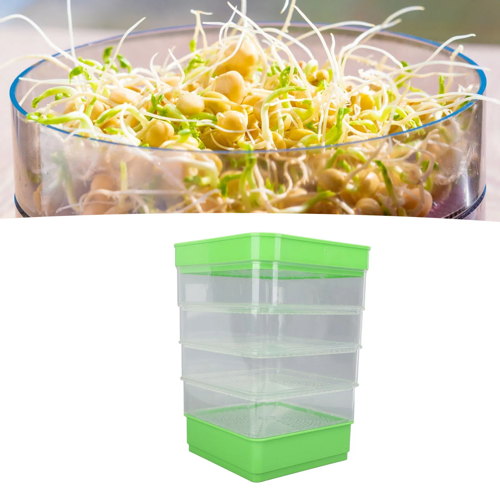Vegetable Planting Tray Stackable Sprouter Kit 4 Tier Space Saving Easy To Observe Plastic Multipurpose for Bean Sprouts