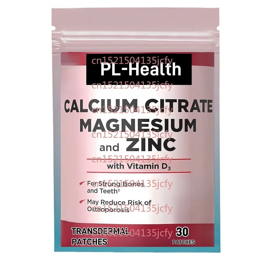 

30 Patches Calcium Citrate Magnesium and Zinc With Vitamin D3 Promotes Strong Bones & Teeth, Support Nerve & Muscle Function