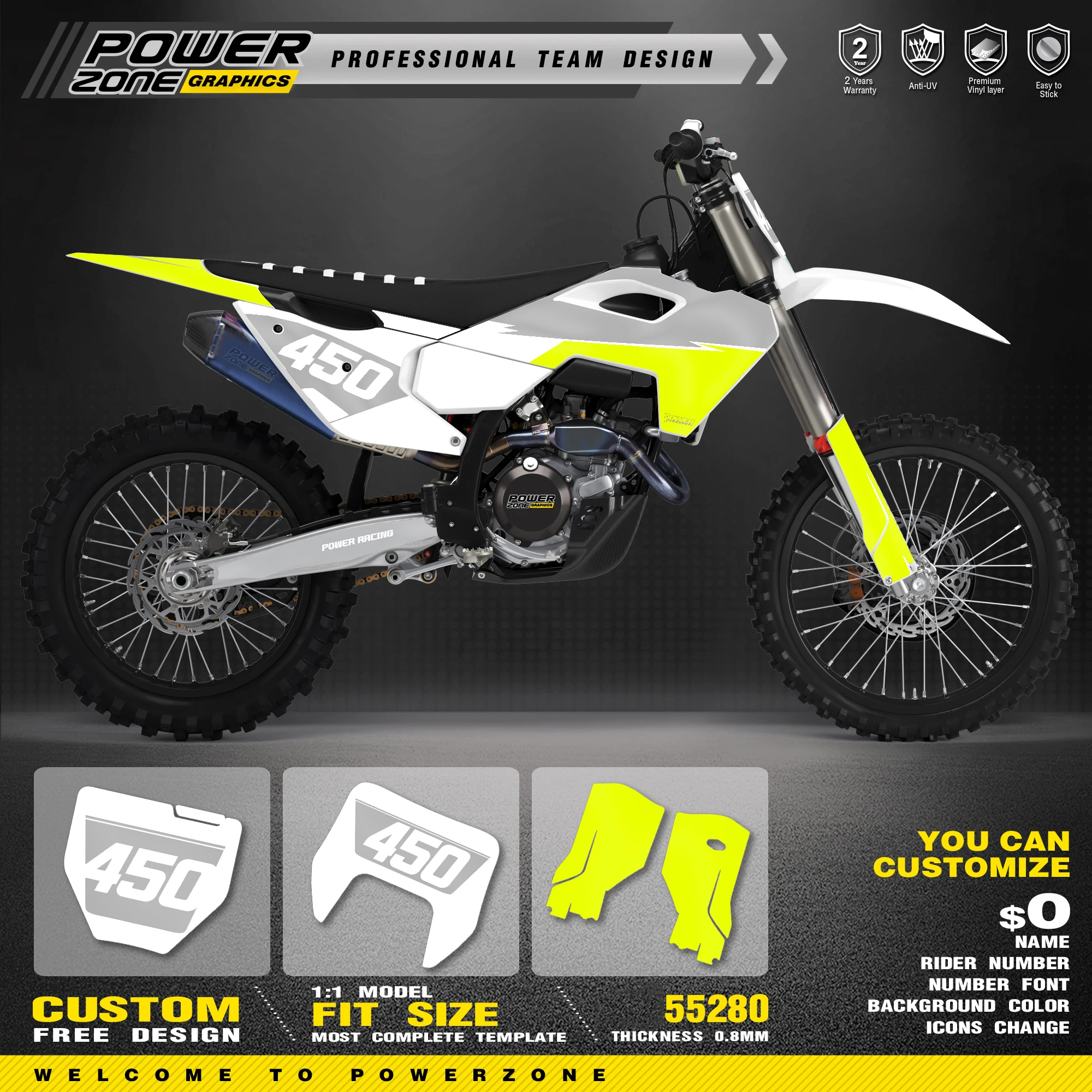 PowerZone Custom Team Graphics Decal Stickers Kit For Husqvarna Decal  2023 2024 2025 TC FC 125-450CC 24-26 TE FE