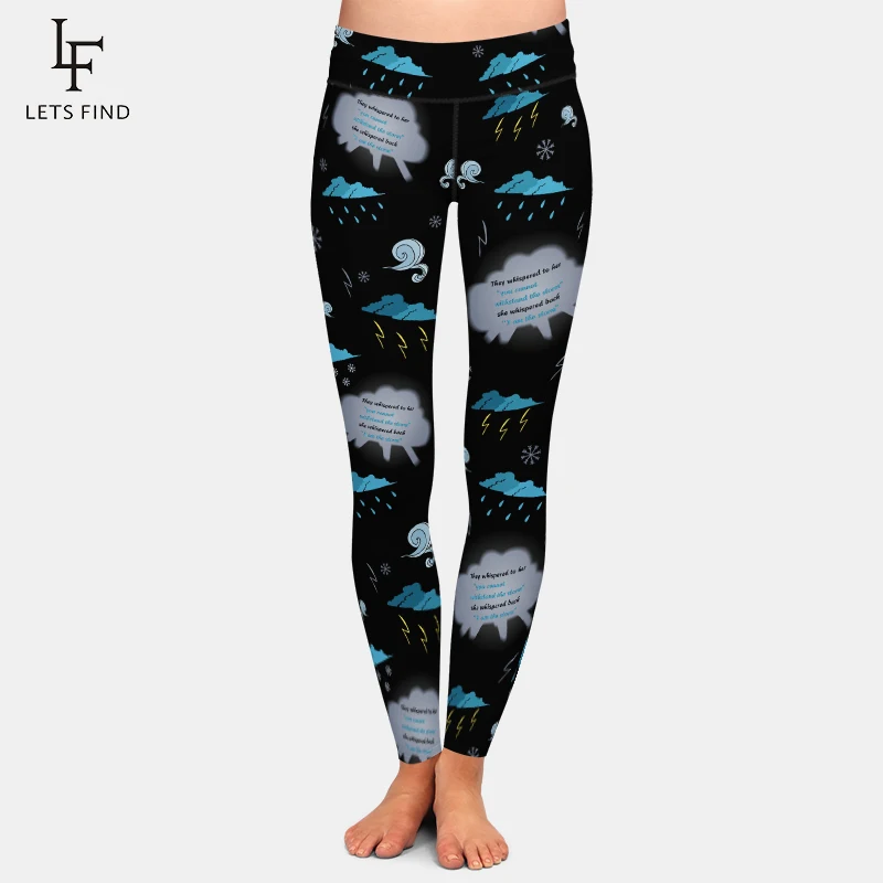 LETSFIND New Winter Women Leggings Fashion High Waist 3D Storm Digital Printing Fitness  Legging