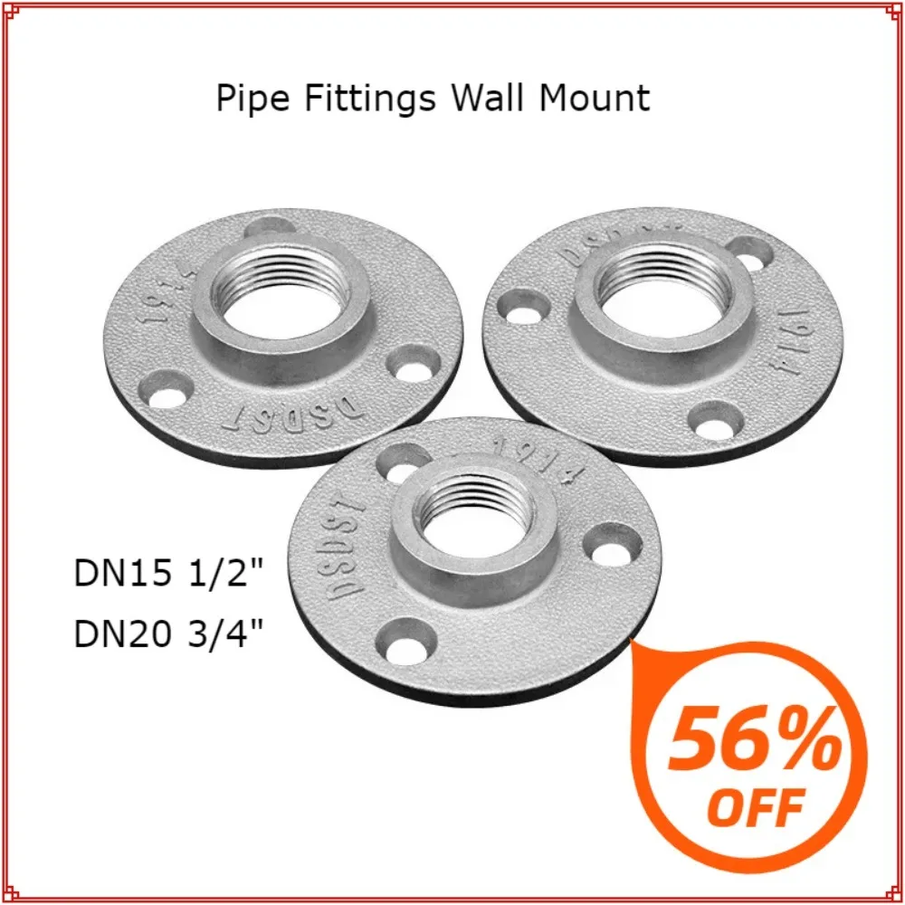 10pcs Pipe Fittings Wall Mount Floor Antique DN15 Flange Piece Hardware Tool Cast Iron Flanges Gietijzeren Buisleidingen