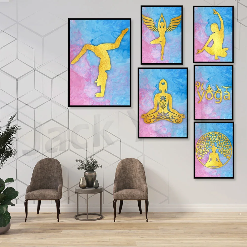 Yoga Chart Sport Poster Abstract Wall Art Canvas Print Bodybuilding Painting Modern Decorative Picture Gym Room Decoration