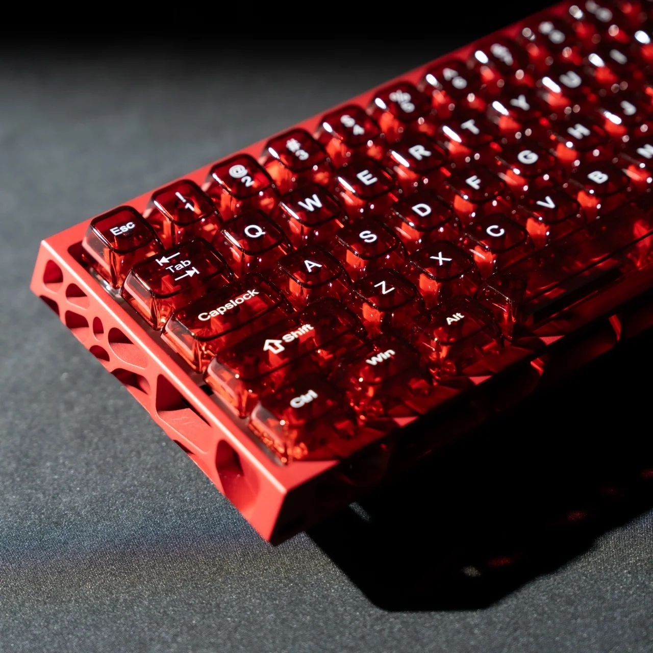 Letter Drive 130+ Clear Keys Red Transparent Keycaps Cherry Profile Crystal Ceramic Custom Keycaps Set for Mechanical Keyboard