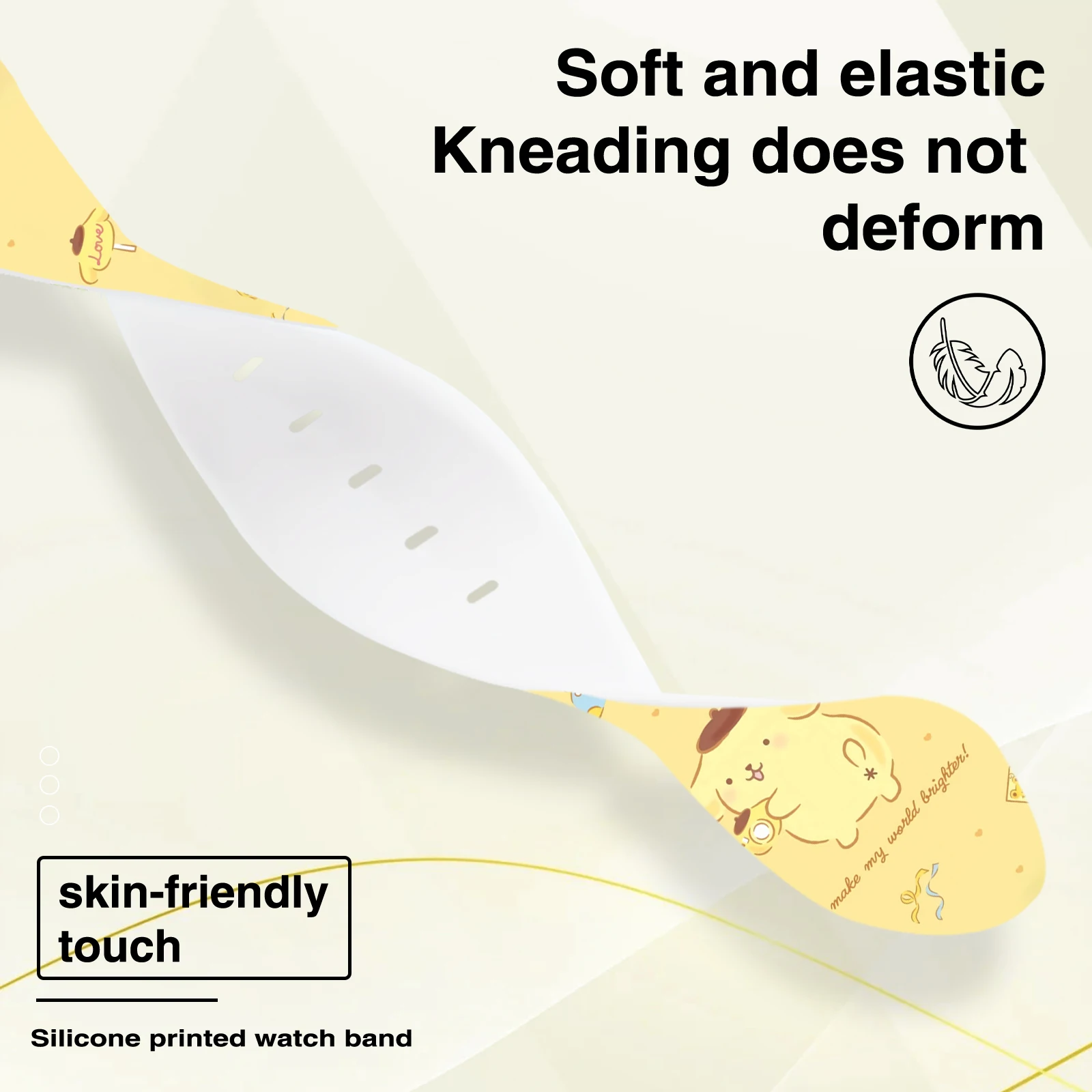 Sanrio pulseira de impressão série preta para apple watch 11 10 9 8 se pulseira de silicone substituível para iwatch 46mm 42mm 41mm 40mm