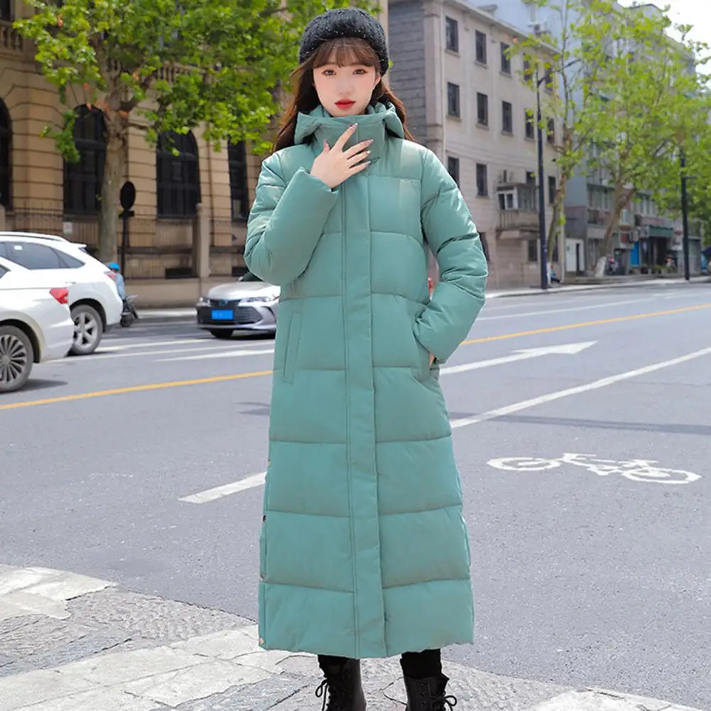 2024 New Winter Women Long White Down Puffer Hoodies Jackets Fashion Casual Windproof Cotton Coats Thickened Casual Outwear