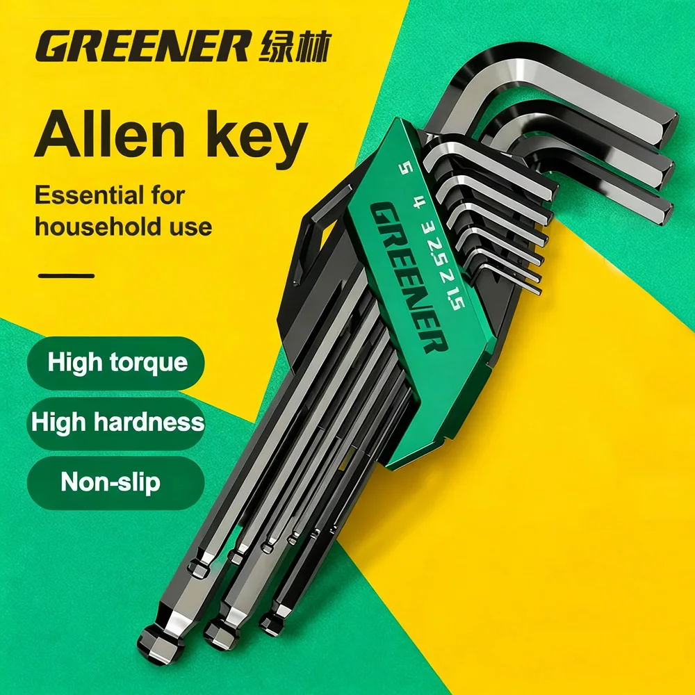 GREENERY Greener Extended Rainbow Wrench Allen Wrench Set Hex Wrench Multifunctional Short Arm Tool Universal Wrench Tool