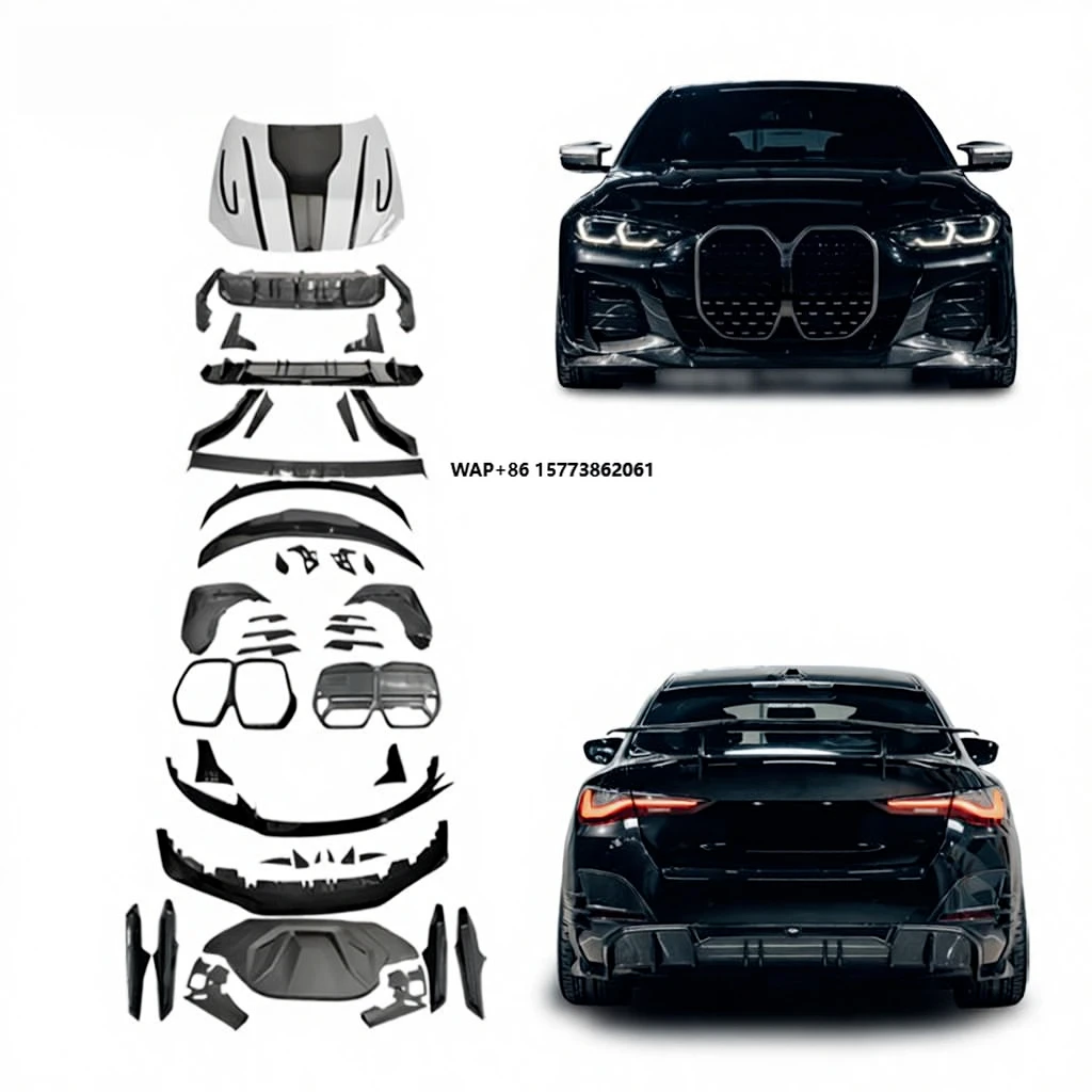 I4 Upgraded Auto Parts MIW Style for  I4 2021+ Carbon Fiber Front Lip Hood Diffuser Conversion Kit