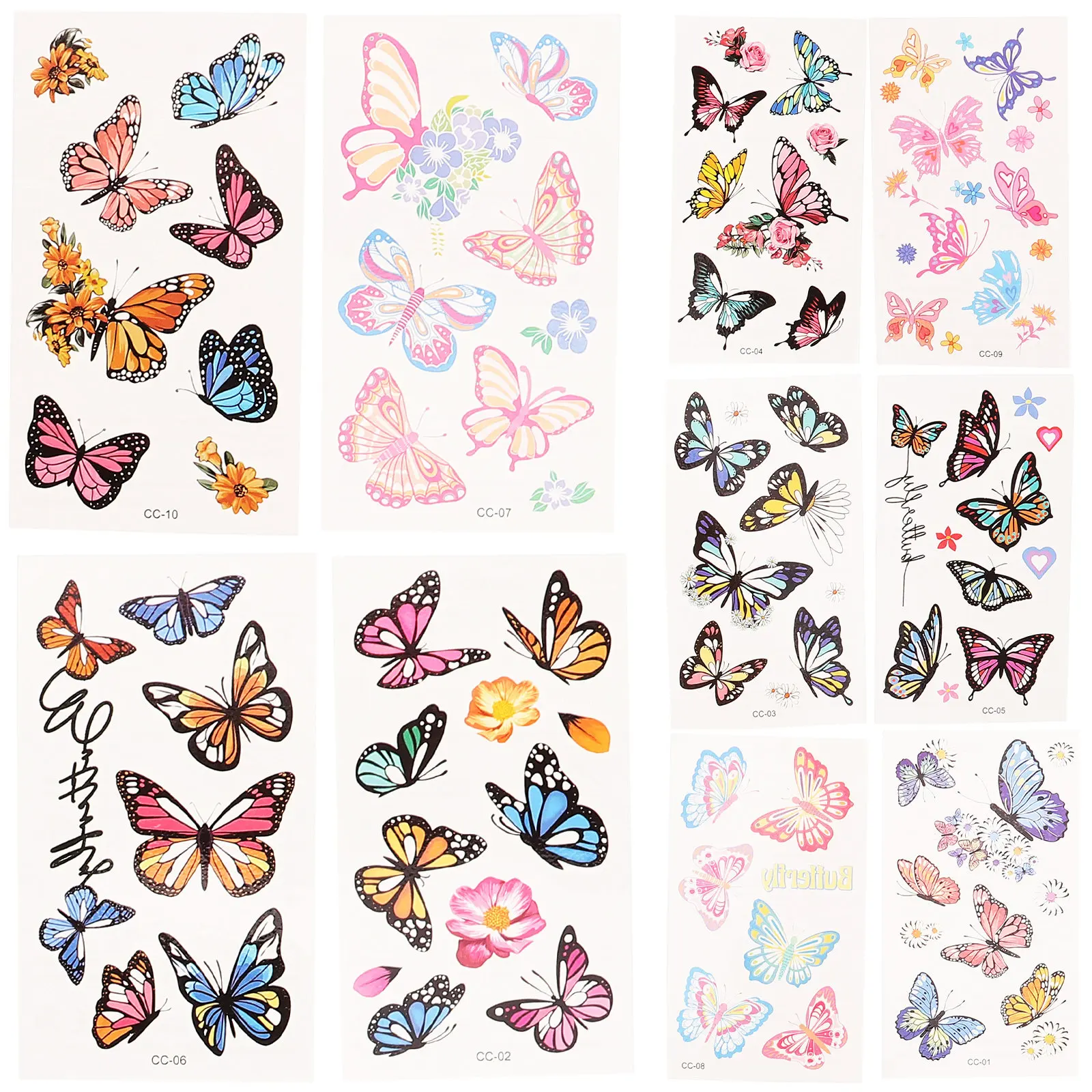 

10 Sheets Butterfly Sticker Tags Chest Stickers on The Face Small Decorations Body Tattoo Colorful